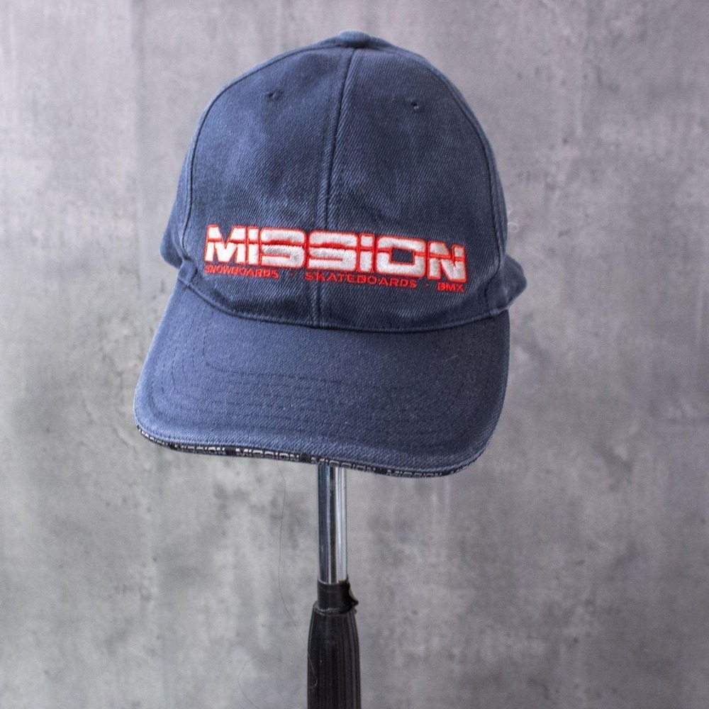 Vintage 1990's Mission Skateboard Snowboard BMX Fitted Faded Denim Fitted Hat